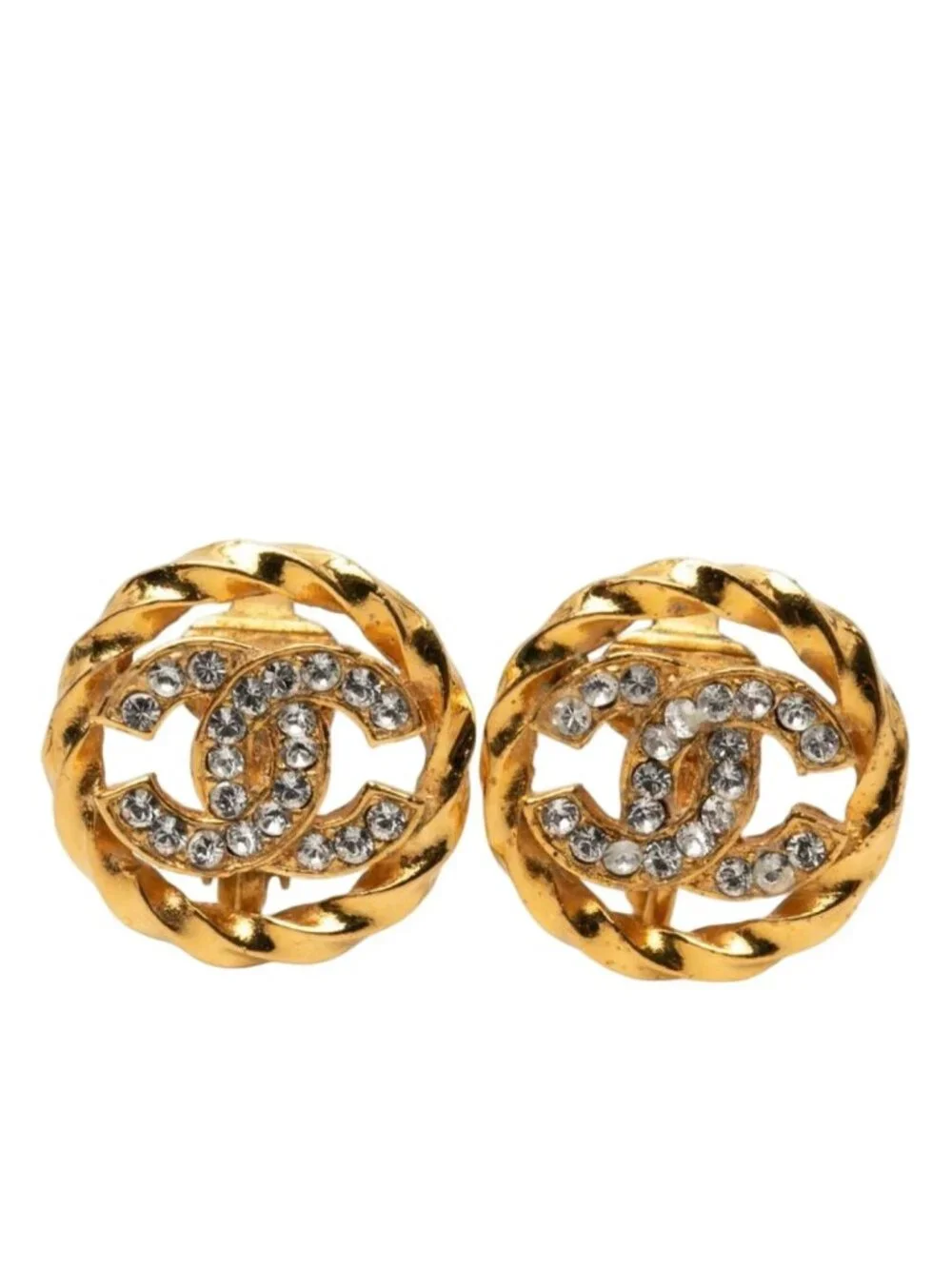 Chanel CC Logo Round Earrings